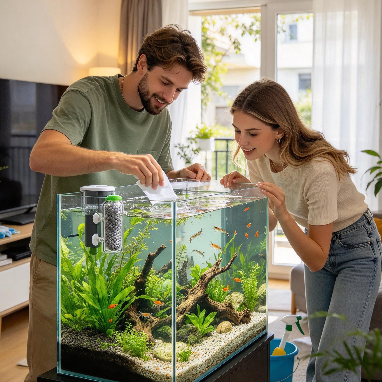 Aquarium Planted Tank Filter - موزع أكسجين لحوض السمك، غطاء فلتر