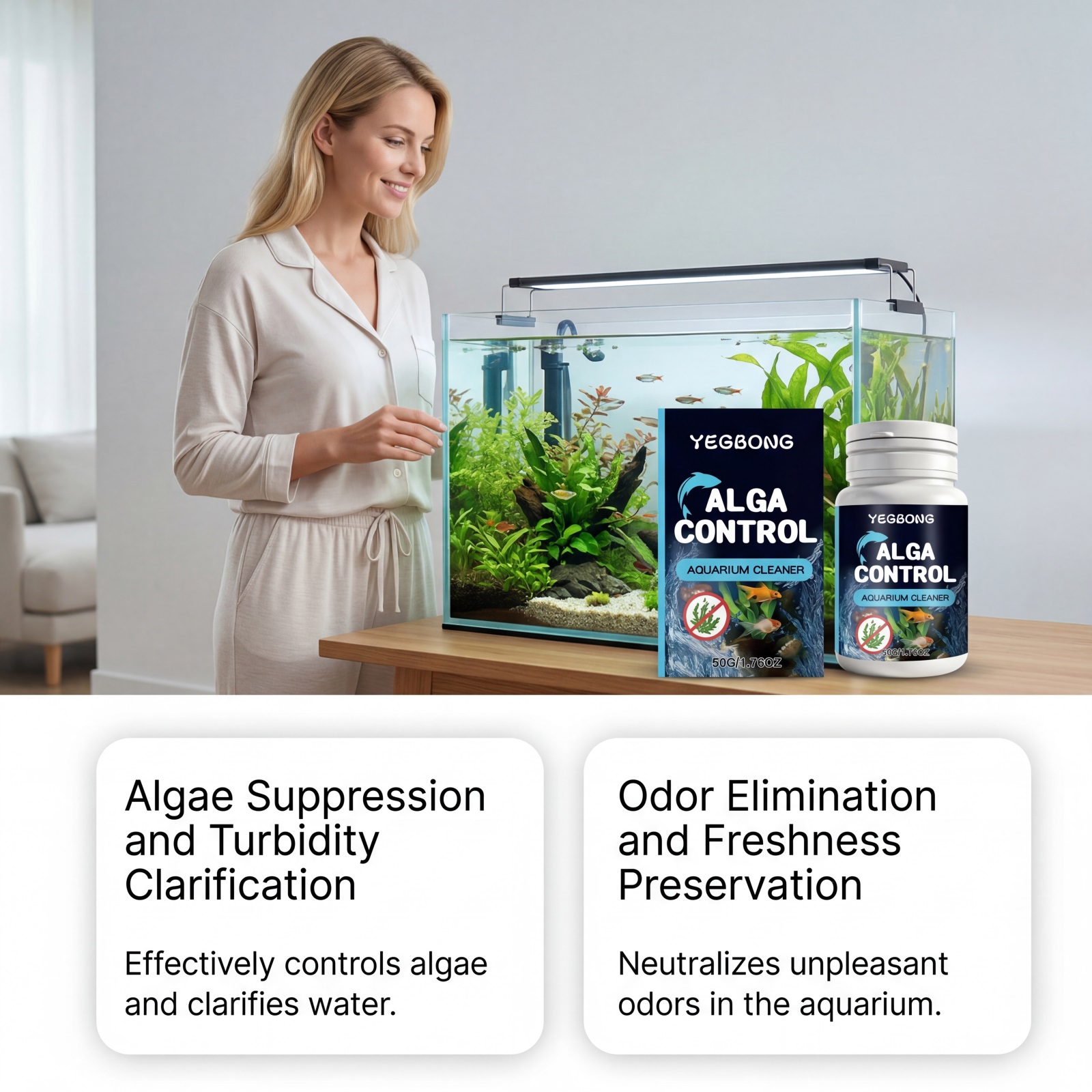 مسحوق تنظيف أحواض السمك 50 جرا - مراجعة Planted Aquarium Algae Control وسعره